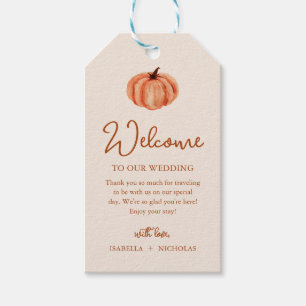 Watercolor Fall Boho Pumpkin Wedding Welcome Gift Tags