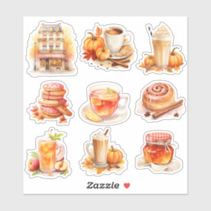 Watercolor Fall coffe shop scrapbook stationery