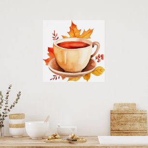 Watercolor Fall Coffee Poster