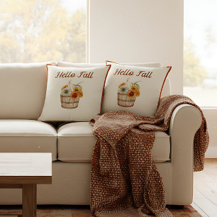Watercolor Fall Colours Boho Farmhouse Cushion