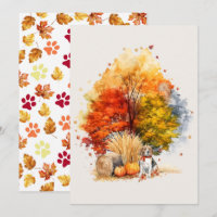 Watercolor Fall Dog Design- Beagle