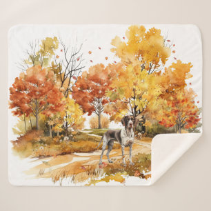 Watercolor Fall Dog Design- German Pointer Sherpa Blanket