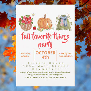 Watercolor Fall Favourite Things Party Invitation