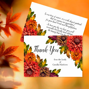 Watercolor Fall Floral Bereavement Thank You