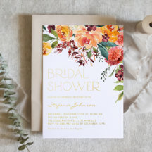 Watercolor Fall Floral Bouquet Bridal Shower