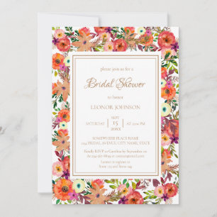 Watercolor Fall Floral Bridal Shower Invitation
