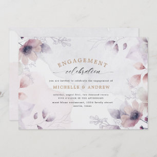 watercolor fall floral engagement invitation