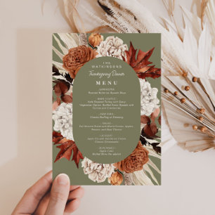watercolor fall floral frame thanksgiving menu