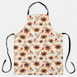  Watercolor Fall Floral Seamless Pattern Apron