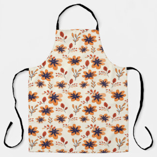 Watercolor Fall Floral Seamless Pattern Apron