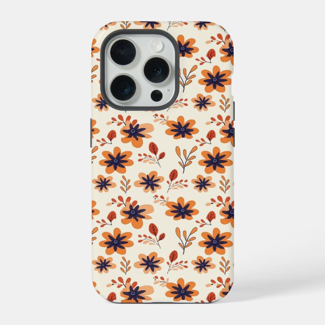  Watercolor Fall Floral Seamless Pattern iPhone Case (Back)