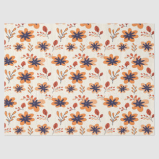 Watercolor Fall Floral Seamless Pattern Tissue Paper