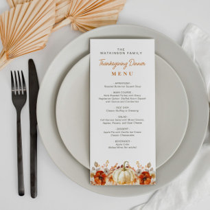 watercolor fall floral thanksgiving menu
