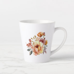 Watercolor Fall Flowers Clipart-77628 Latte Mug