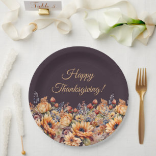 Watercolor Fall Flowers- Paper Plate