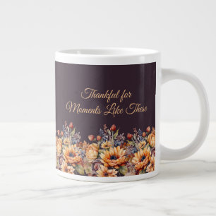 Watercolor Fall Flowers-Purple Large Coffee Mug