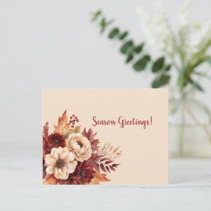 Watercolor Fall Flowers-Season Greetings- Postcard