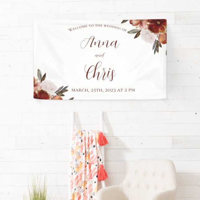 WATERCOLOR FALL FLOWERS WEDDING  BANNER (Insitu)
