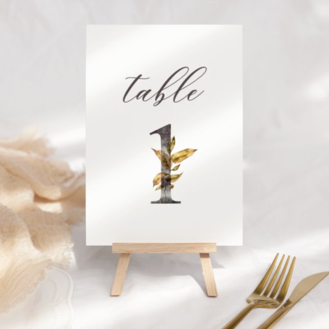 Watercolor Fall Foliage 1 Wedding Table Number (Creator Uploaded)