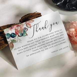 Watercolor Fall Foliage Botanical Wedding Leaves Thank You Card