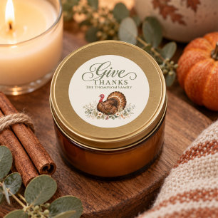 Watercolor Fall Foliage Thanksgiving Turkey Classic Round Sticker
