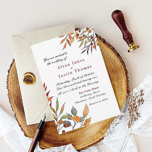 Watercolor Fall foliage wedding Announcement