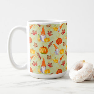 Watercolor Fall Gnomes, Pumpkins And Leaves Coffee Mug