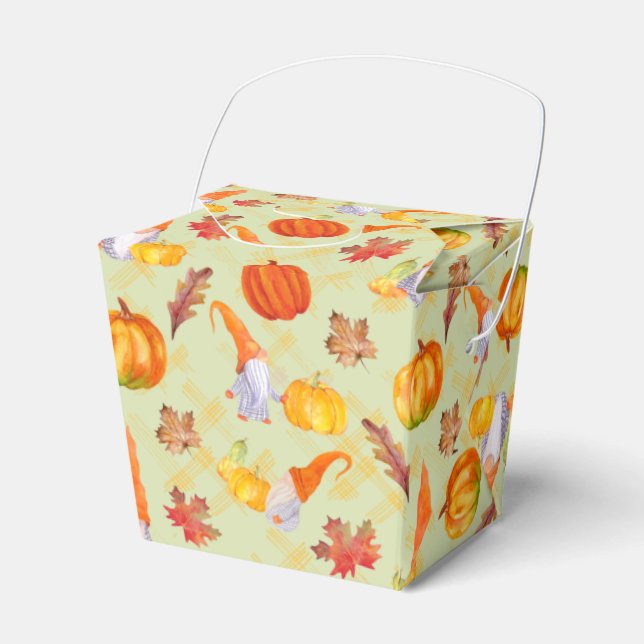 Watercolor Fall Gnomes, Pumpkins And Leaves Favour Box (Front Side)