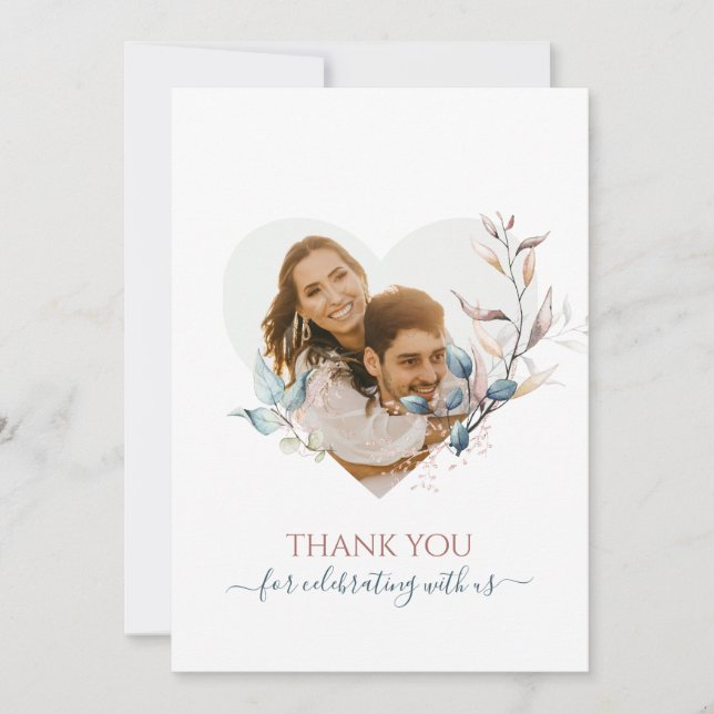 Watercolor Fall green eucalyptus with rose gold Invitation (Front)