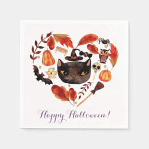 Watercolor Fall Halloween Party Cute Whimsical Napkin