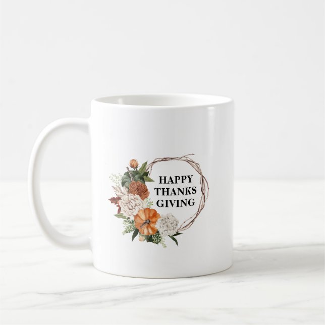 watercolor fall harvest thanksgiving coffee mug (Left)