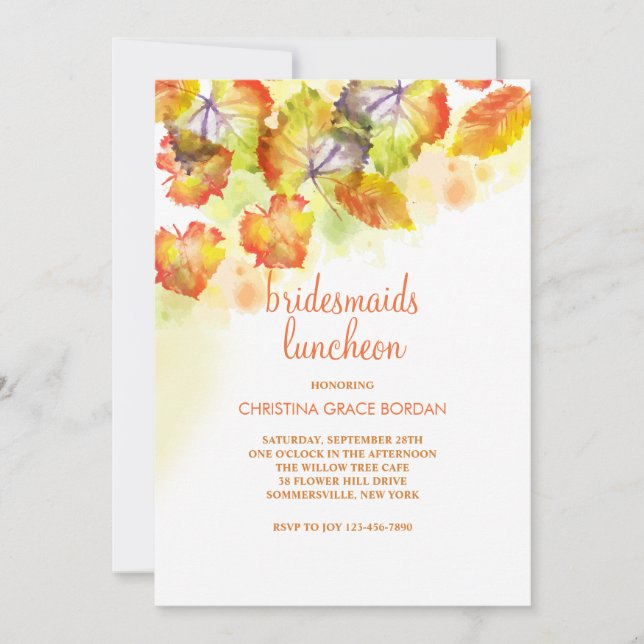 Watercolor Fall Leaves Invitation (Front)