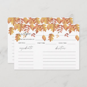 Watercolor fall leaves - recipe card