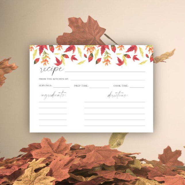Watercolor fall leaves - recipe card (Creator Uploaded)