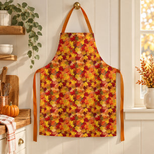 Watercolor Fall Leaves - Vintage Autumn Pattern Apron