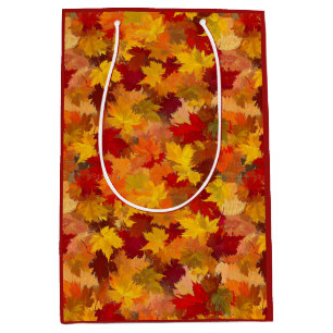 Watercolor Fall Leaves - Vintage Autumn Pattern  Medium Gift Bag