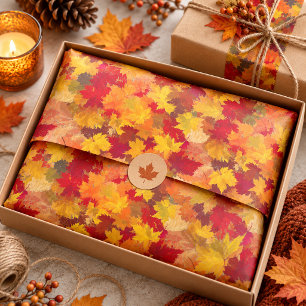 Watercolor Fall Leaves - Vintage Autumn Pattern Tissue Paper