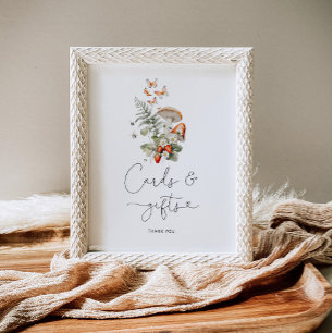 Watercolor fall mushroom cards and gifts sign