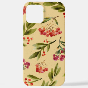 Watercolor Fall Nature Cranberry Pattern iPhone 12 Pro Max Case