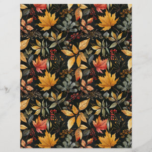 watercolor fall pattern scrapbook paper