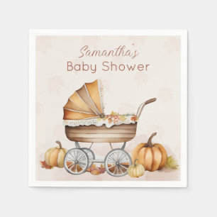 Watercolor Fall Pumpkin Baby Shower  Napkin
