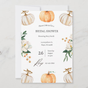 Watercolor Fall Pumpkin Bridal Shower Invitation