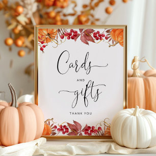 Watercolor fall pumpkin cards and gifts poster
