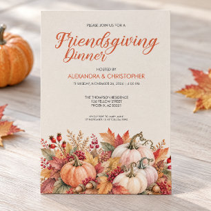 Watercolor Fall Pumpkin Friendsgiving Dinner Invitation