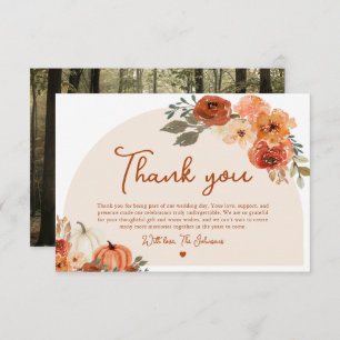Watercolor Fall Pumpkin Wedding Thank you Card