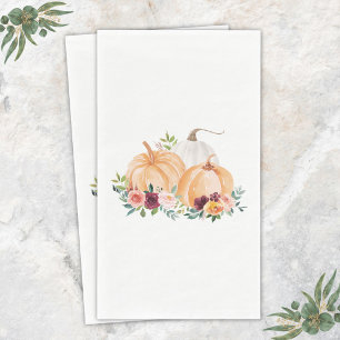 Watercolor Fall Pumpkins and Boho Flowers Napkin