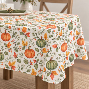 Watercolor Fall Pumpkins and Gourds Pattern Tablecloth