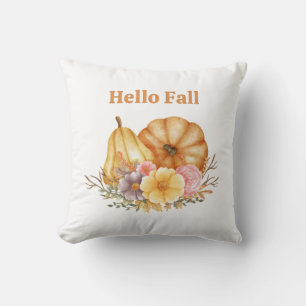 Watercolor Fall Pumpkins Farmhouse Boho  Cushion