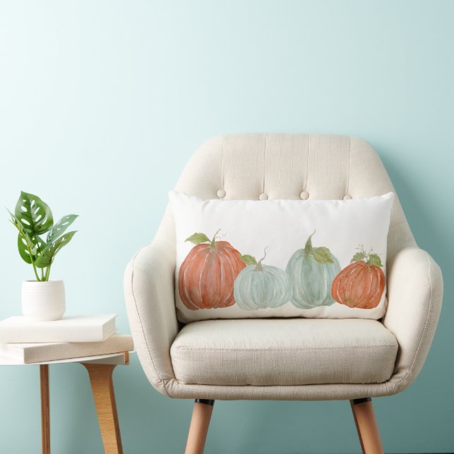 Watercolor Fall Pumpkins Lumbar Cushion (Chair)