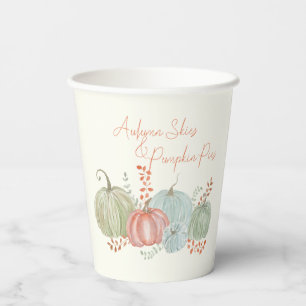 Watercolor Fall Pumpkins  Paper Cups